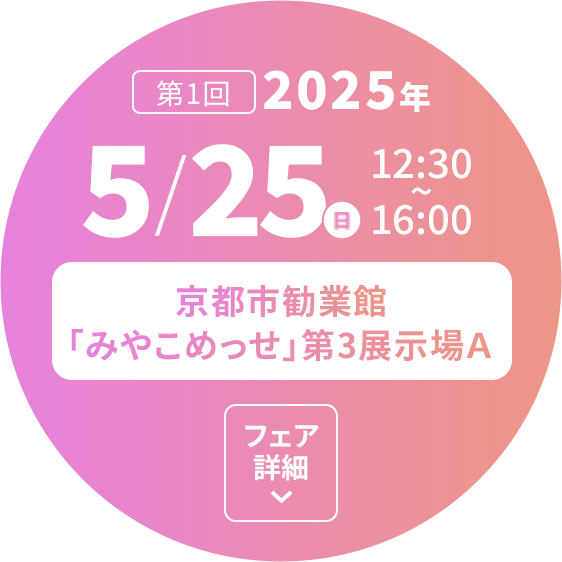 京都国際会館イベントホール　第1回2025年5月25日（日）12:30～16:00　フェア詳細